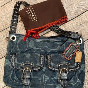 Coach Poppy Navy Denim Shoulder Bag- Authentic